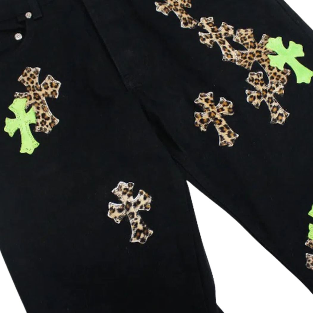 Chrome Hearts（クロムハーツ）レオパード クロス パッチ ジーンズ