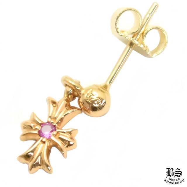 クロムハーツ タイニーE CHプラスドロップイヤリング 22Kゴールド withピンクアサファイア(ピアス)