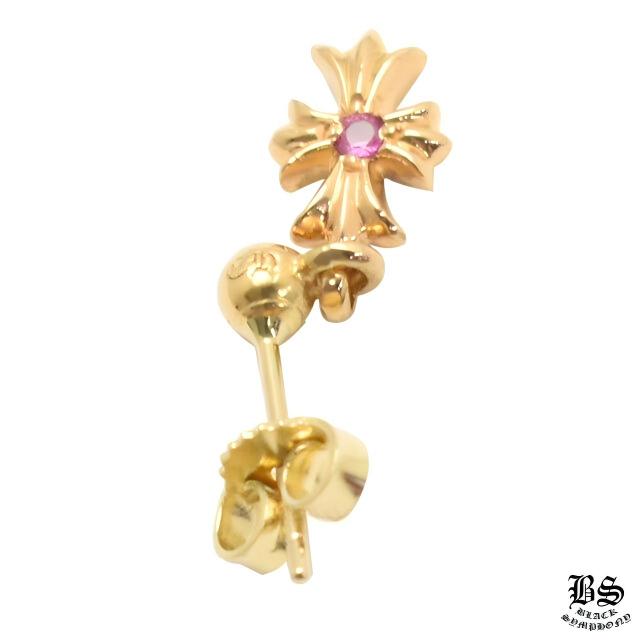 クロムハーツ タイニーE CHプラスドロップイヤリング 22Kゴールド withピンクアサファイア(ピアス)