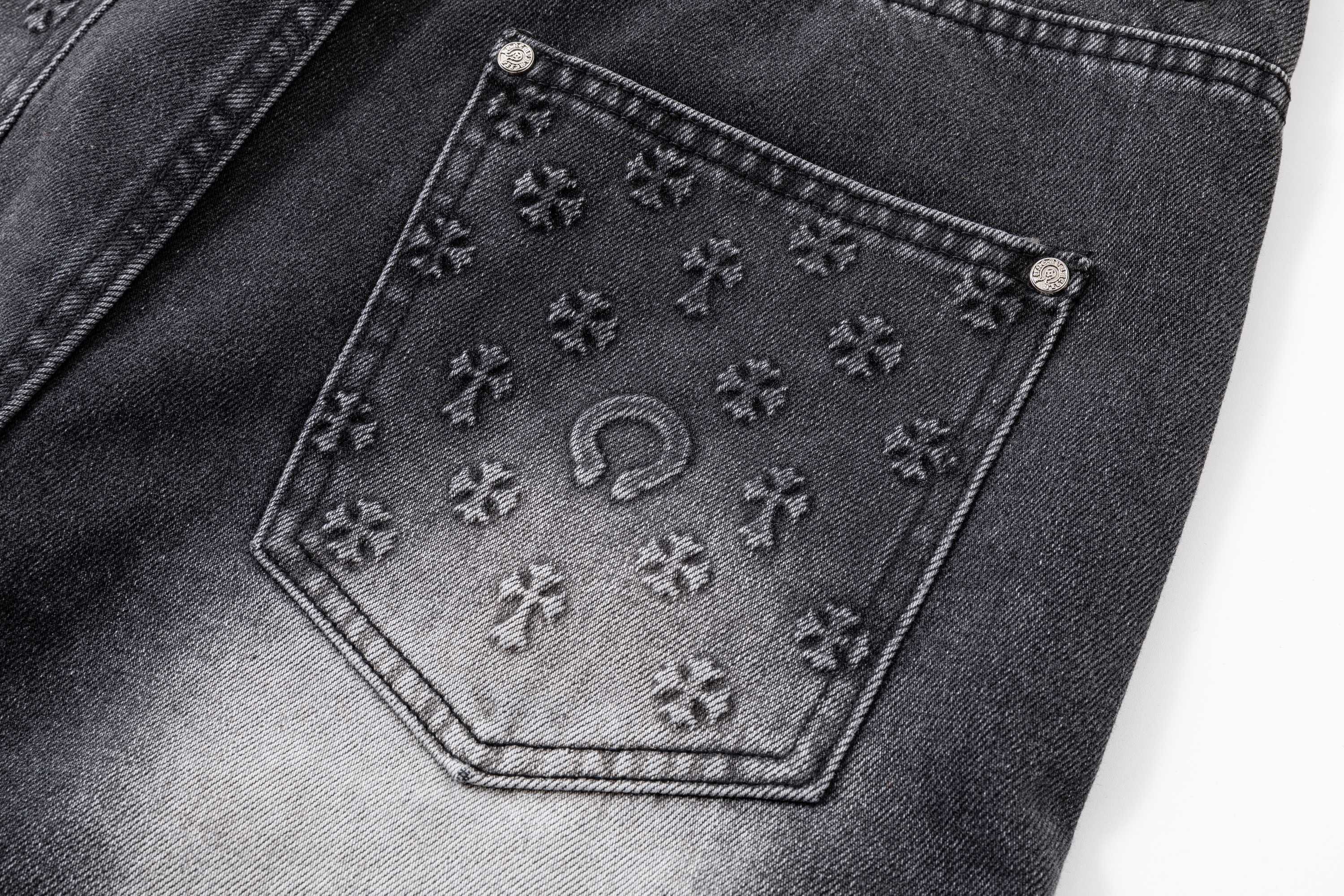 [Copy]Chrome Hearts CH クロムハーツ 重工ウォッシュ・レザーパッチ・クロス刺繍 ショートパンツ