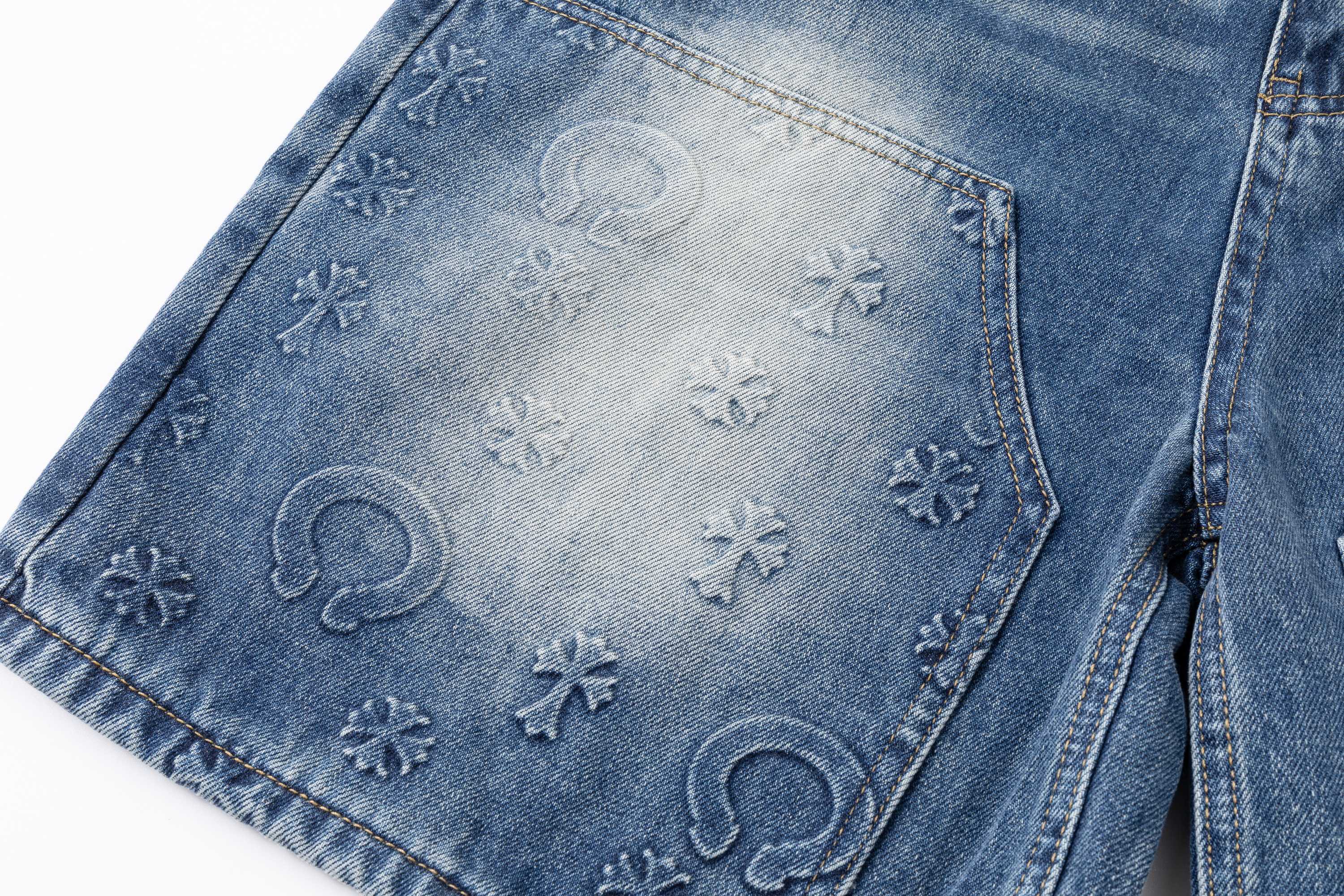 [Copy]Chrome Hearts CH クロムハーツ 重工ウォッシュ・レザーパッチ・クロス刺繍 ショートパンツ