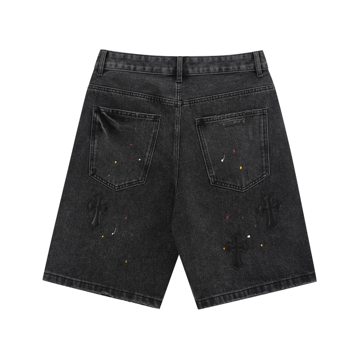 Chrome Hearts（クロムハーツ）アメカリウォッシュ レザーパッチ 刺繍 ダメージショートパンツ