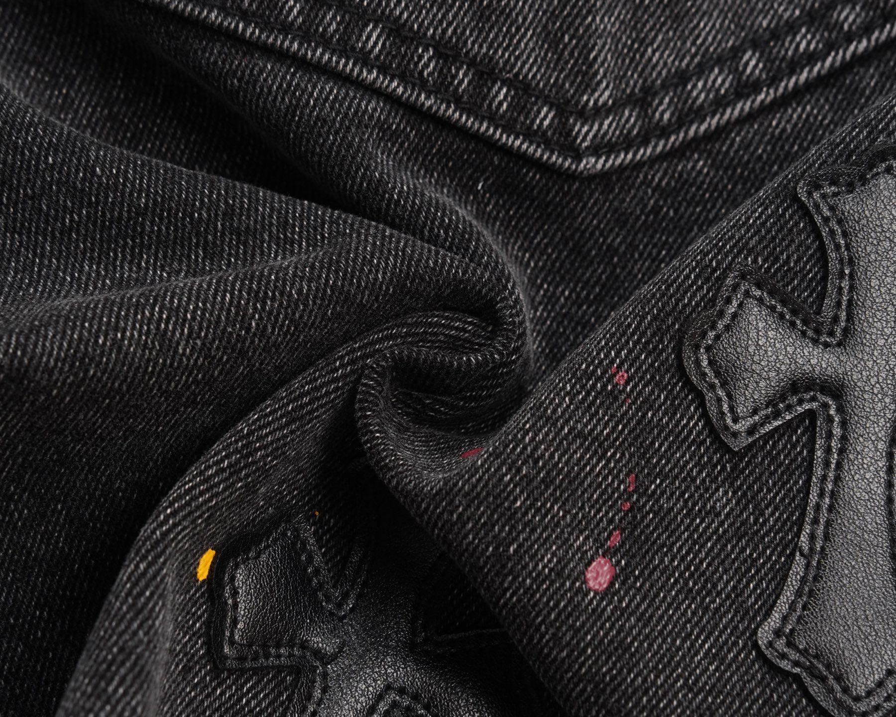 Chrome Hearts（クロムハーツ）アメカリウォッシュ レザーパッチ 刺繍 ダメージショートパンツ