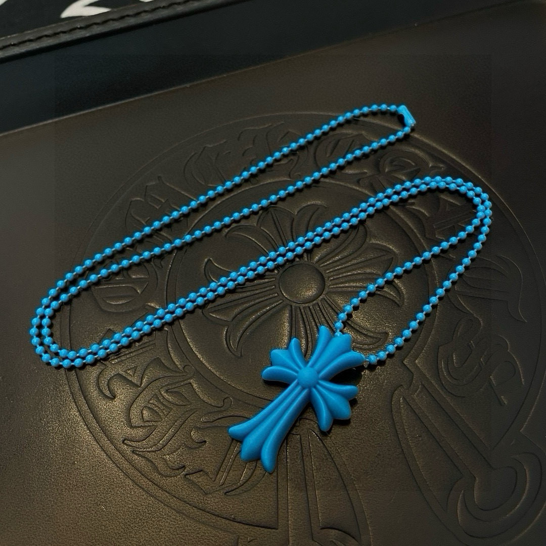 Chrome Hearts クロムハーツ CHクロス シリコンネックレス ボールチェーン ペンダント カラフル 男女兼用 軽量 ゴシック ストリート ファッションアクセサリー