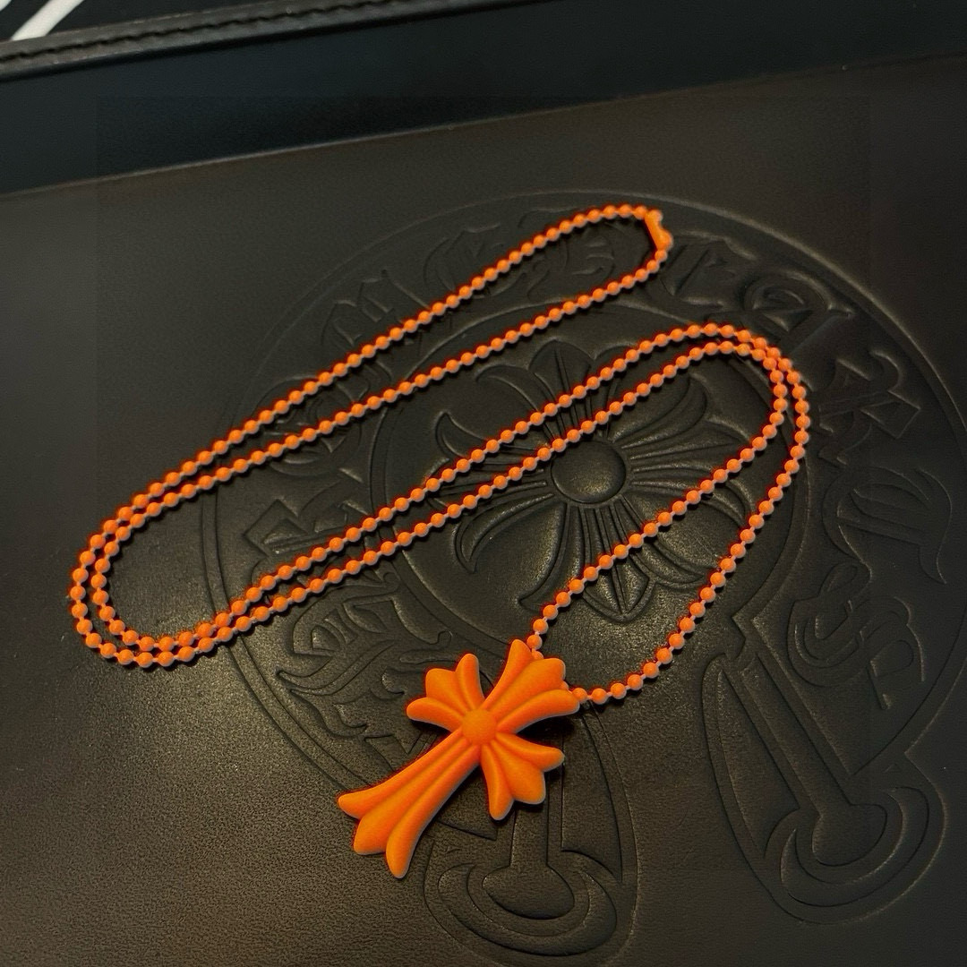 Chrome Hearts クロムハーツ CHクロス シリコンネックレス ボールチェーン ペンダント カラフル 男女兼用 軽量 ゴシック ストリート ファッションアクセサリー