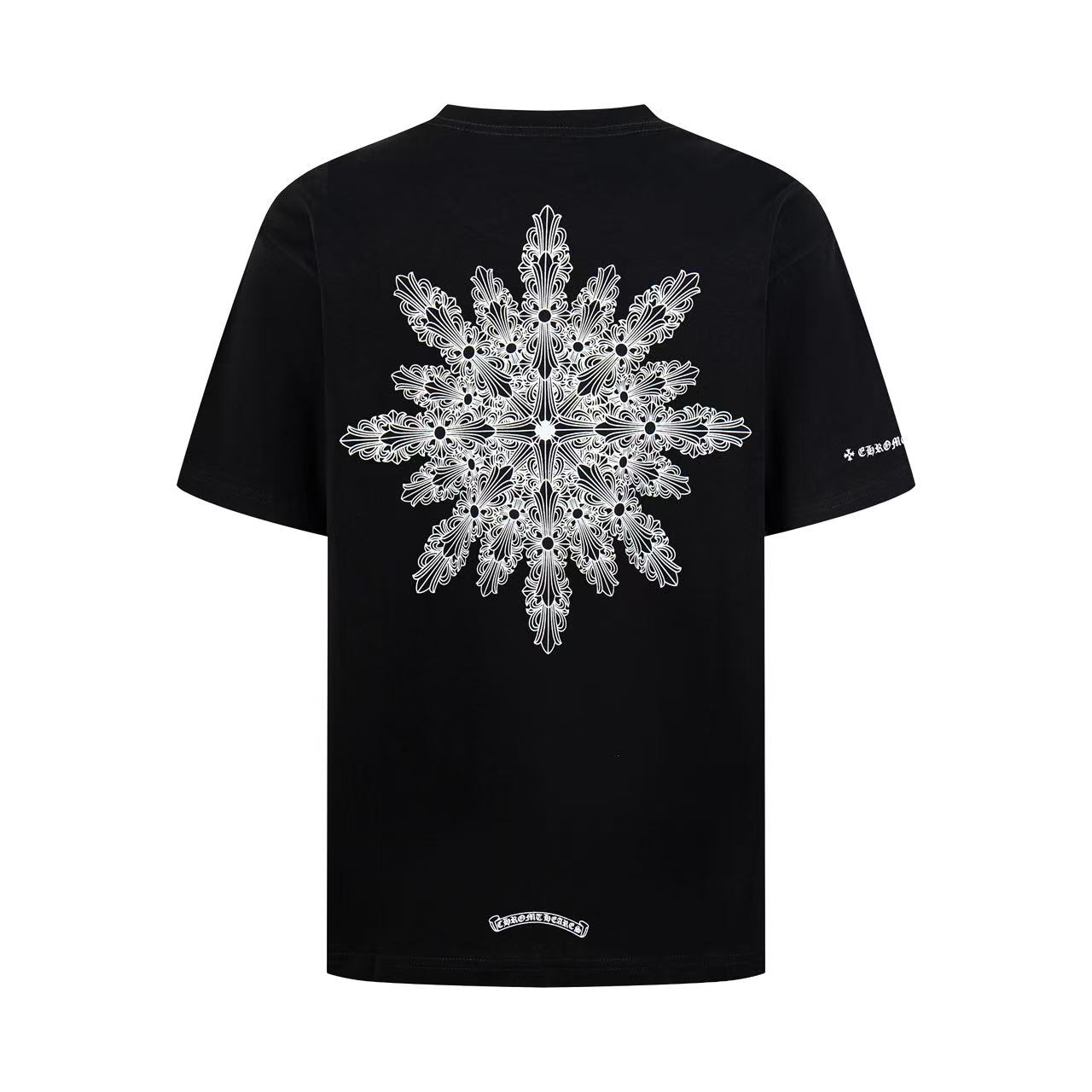 Chrome Hearts クロスバックスノーフレーク半袖Tシャツ 吸湿性に優れた柔らかな素材 高温インクプリント仕様 男女兼用