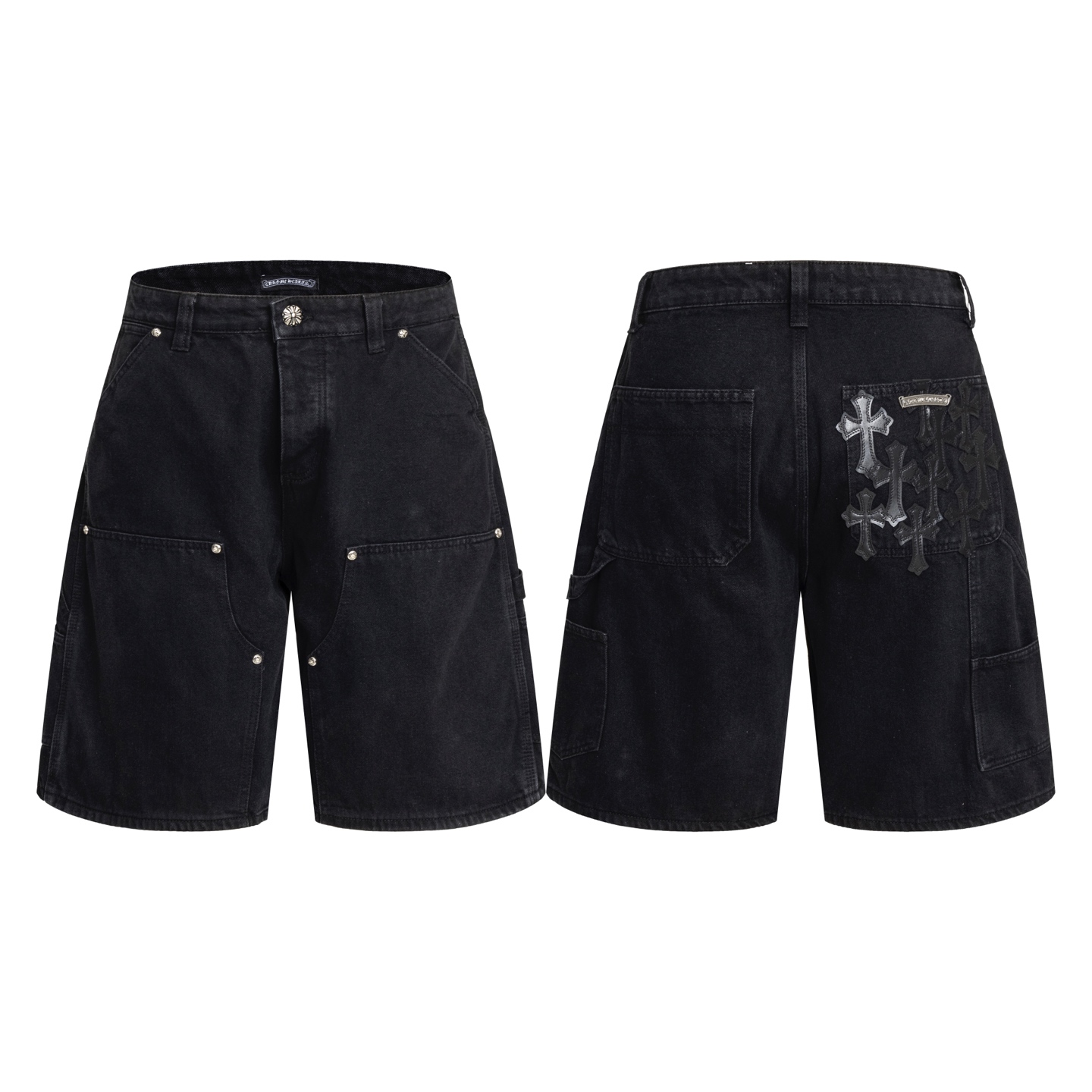 Chrome Hearts クロムハーツ クロスパッチ カーゴショーツ 黒 シルバースタッド ゴシックデザイン