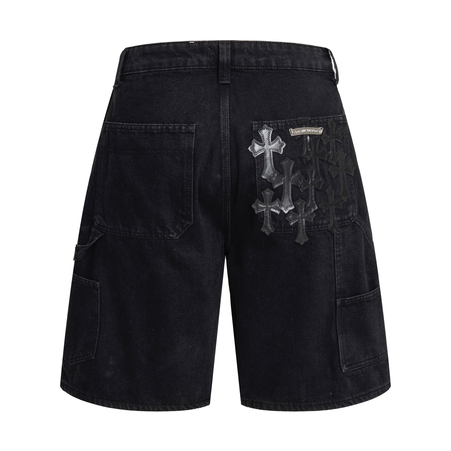 Chrome Hearts Cross Patch Cargo Shorts Black Silver Stud Gothic