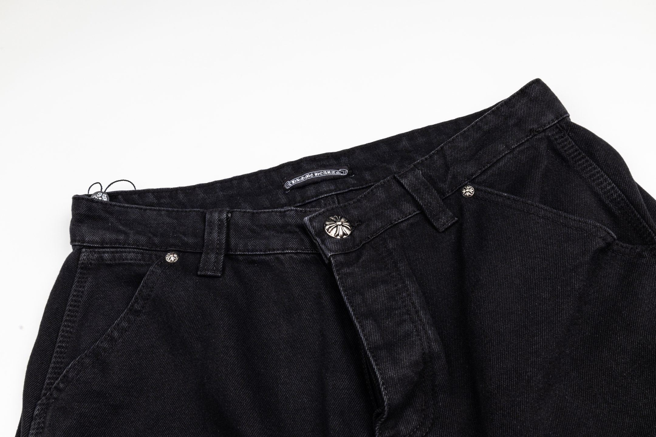 Chrome Hearts Cross Patch Cargo Shorts Black Silver Stud Gothic