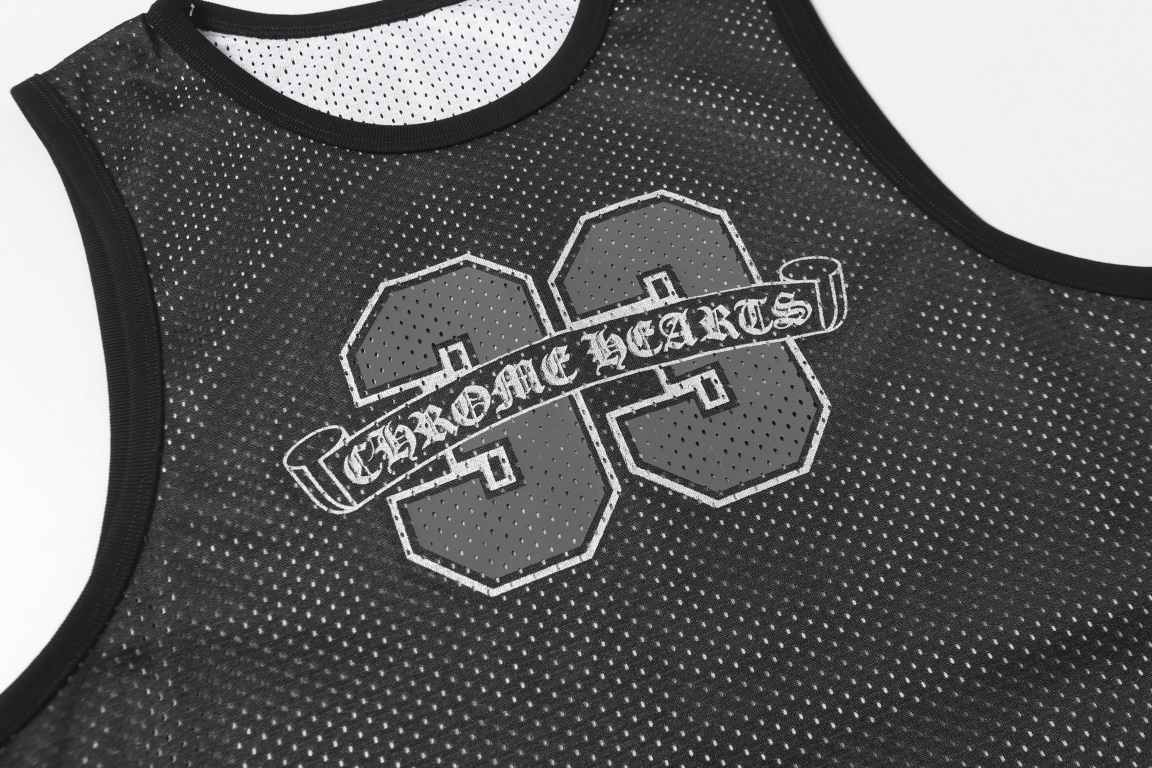 Chrome Hearts クロムハーツ 新作 サンスクリット メッシュ ホッケーシャツ タンクトップ 2WAY リバーシブル カジュアル ノースリーブTシャツ ユニセックス