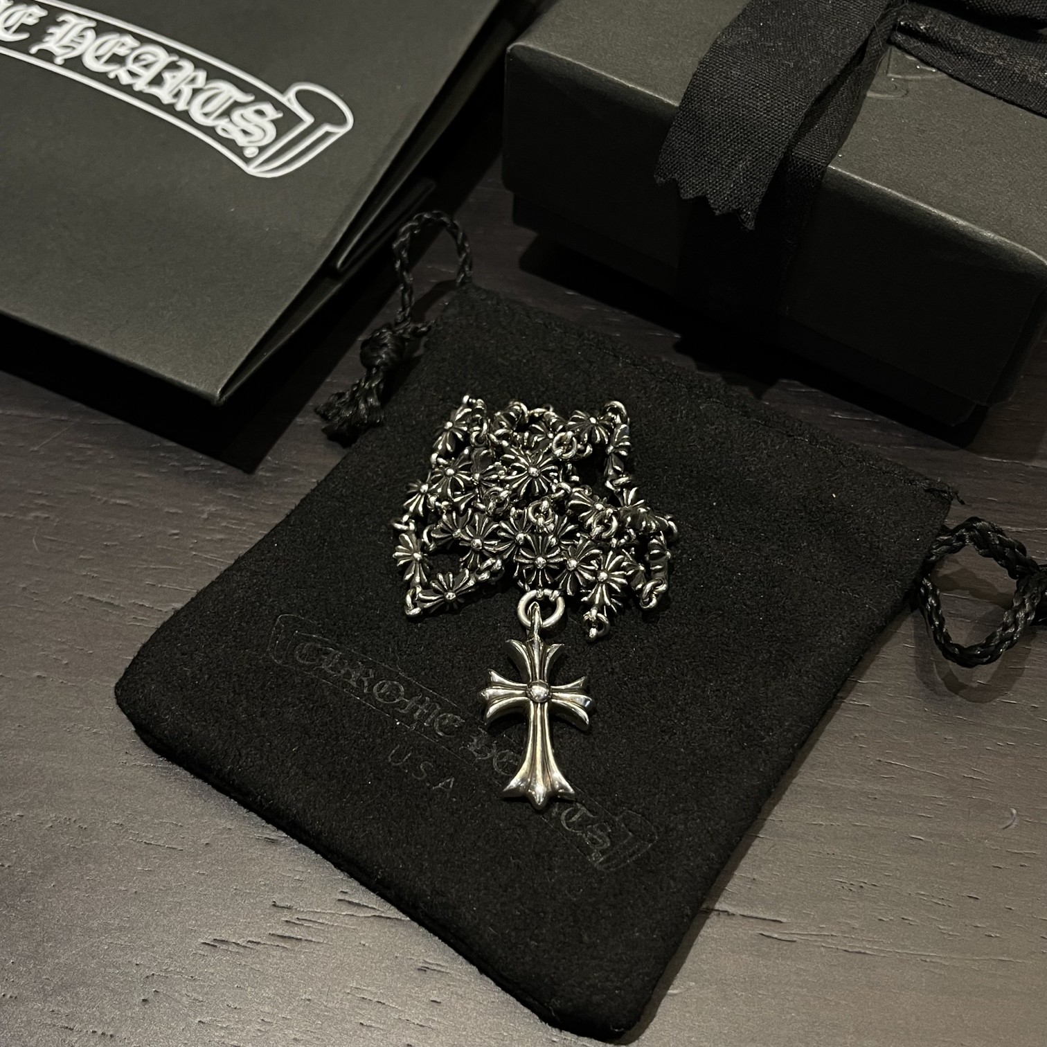 Chrome Hearts クロムハーツ クロス一体型ネックレス ゴシック調 クロスパーツ連結