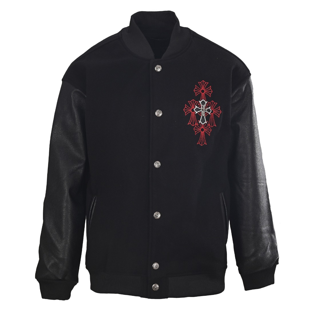 Chrome Hearts クロムハーツ レッドクロス ホースシュー レザースリーブ スタジャン ジャケット アウター
