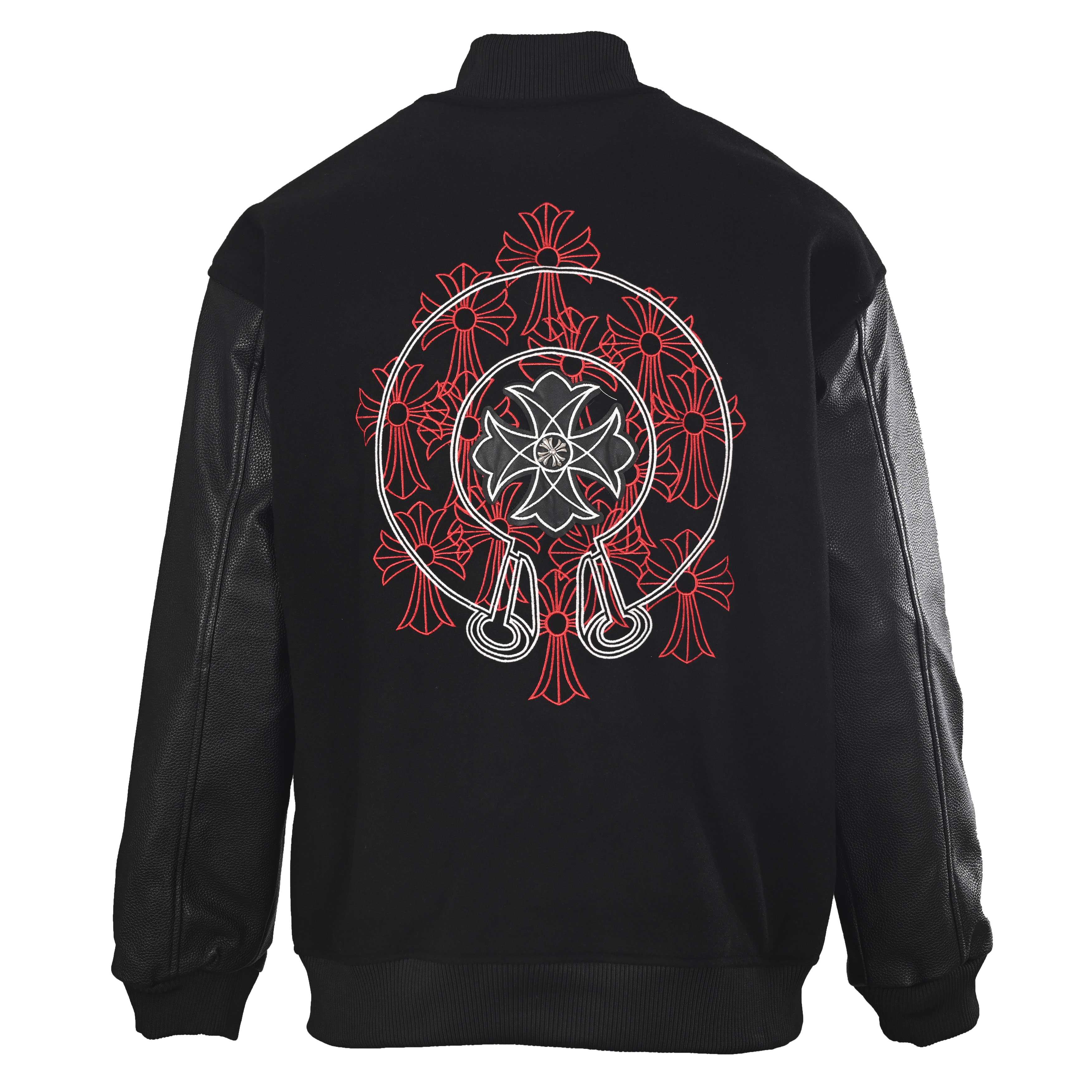 Chrome Hearts クロムハーツ レッドクロス ホースシュー レザースリーブ スタジャン ジャケット アウター