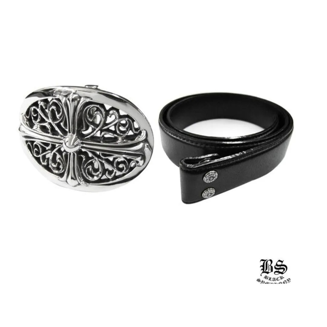 クロムハーツ クラシックオーバルクロスバックル＆プレーンブラック