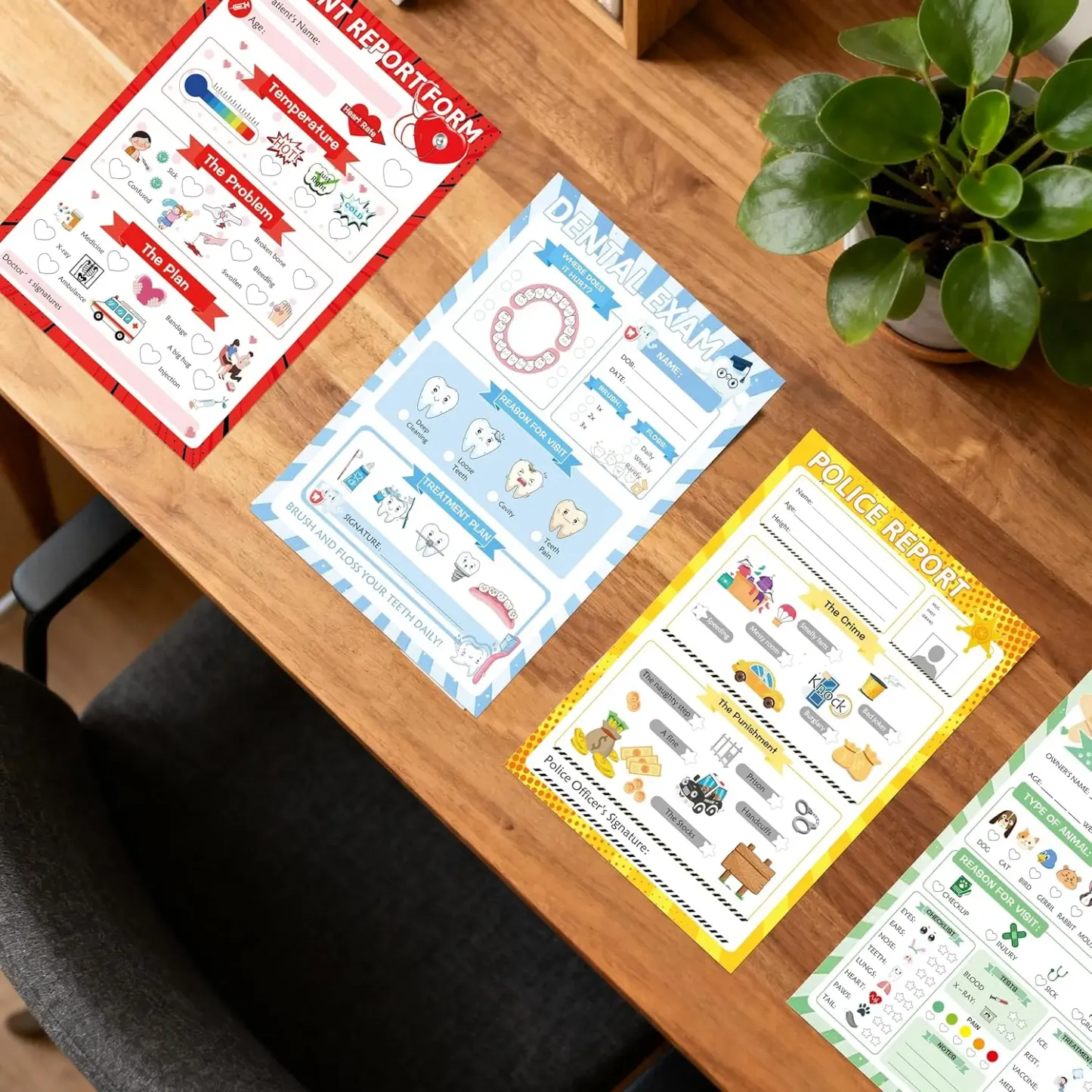 Pretend Play Notepads 8 Pack Playtime Pads Pretend Notebooks Imaginative Role Play Game Notepads for Boys & Girls
