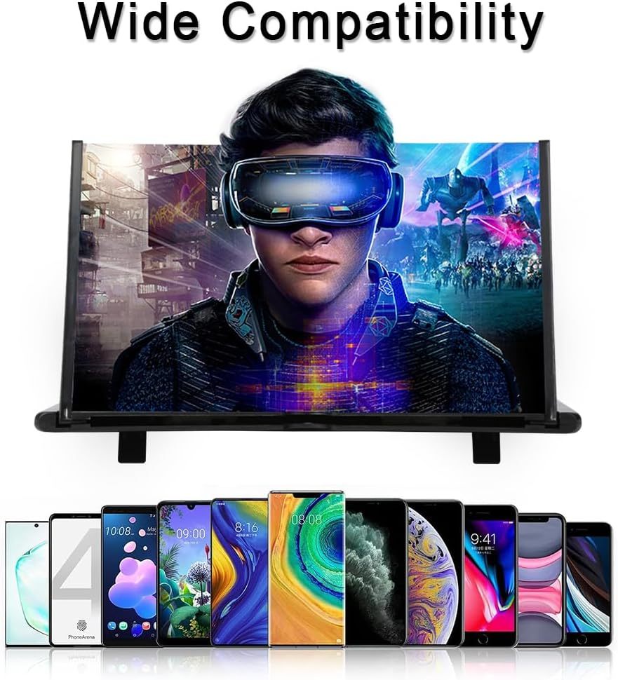 Smartphone Magnifier Stand, 14" 3D HD Cell Phone Magnifying Projector for Movies, Videos, and Gaming, Foldable Phone Stand With Screen Amplifier