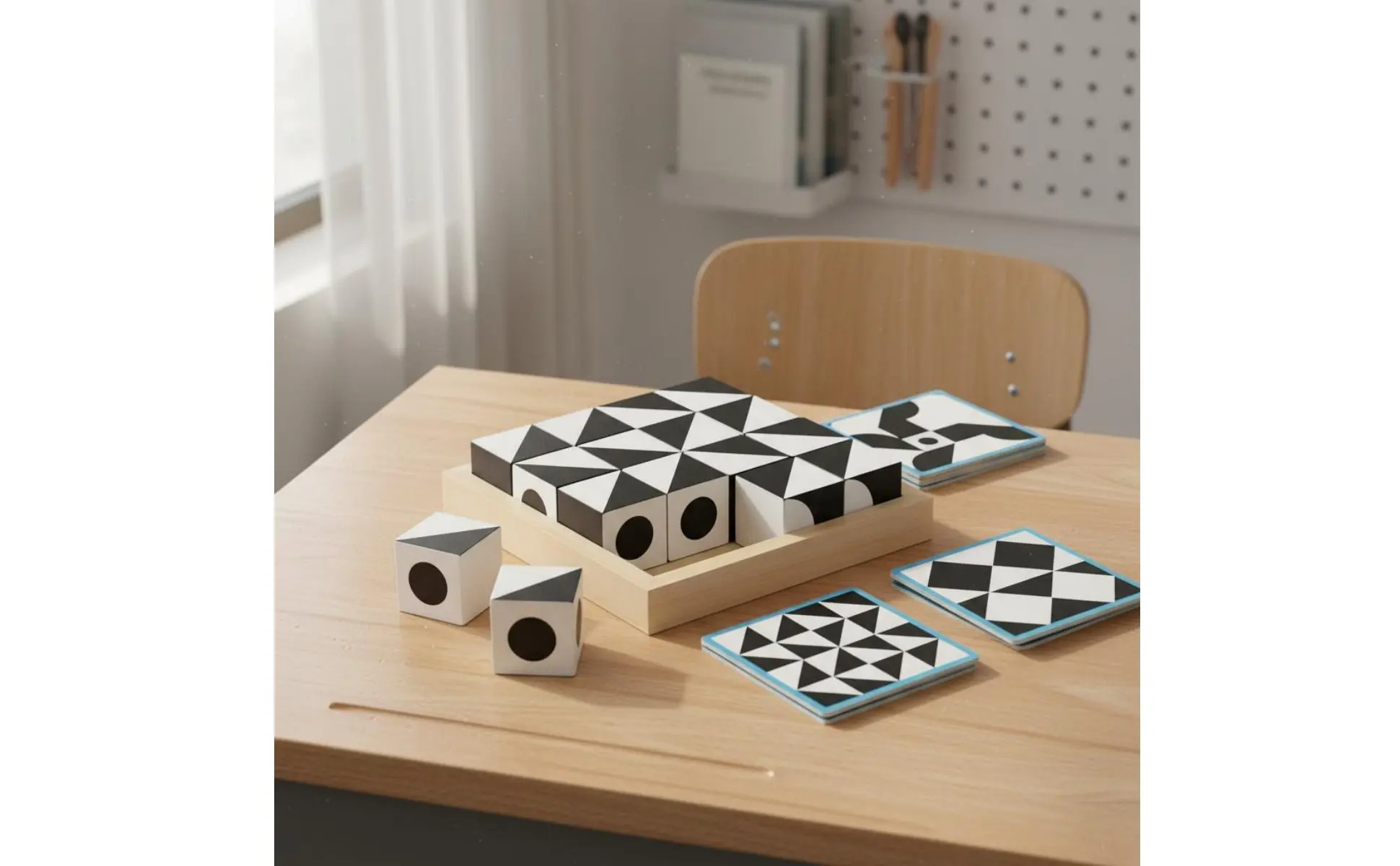 Wooden Pattern Blocks Set Geometric Shape Game Geometric Matching Game Sleek Edges Black and White Reasoning Cubes Wooden Pattern Blocks Set Geometric Shape Game Geometric Matching Game Sleek Edges Black and White Reasoning Cubes