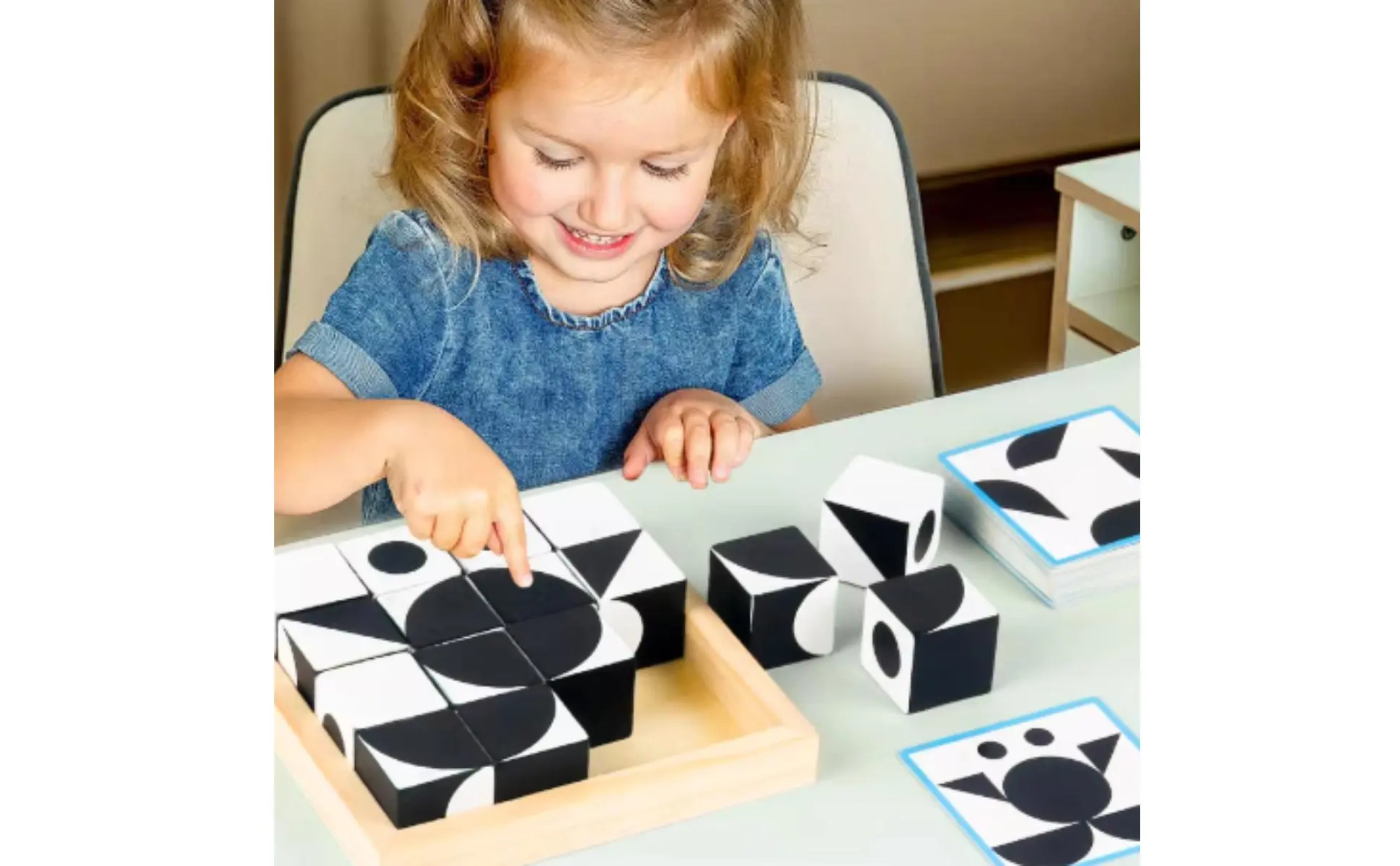 Wooden Pattern Blocks Set Geometric Shape Game Geometric Matching Game Sleek Edges Black and White Reasoning Cubes Wooden Pattern Blocks Set Geometric Shape Game Geometric Matching Game Sleek Edges Black and White Reasoning Cubes