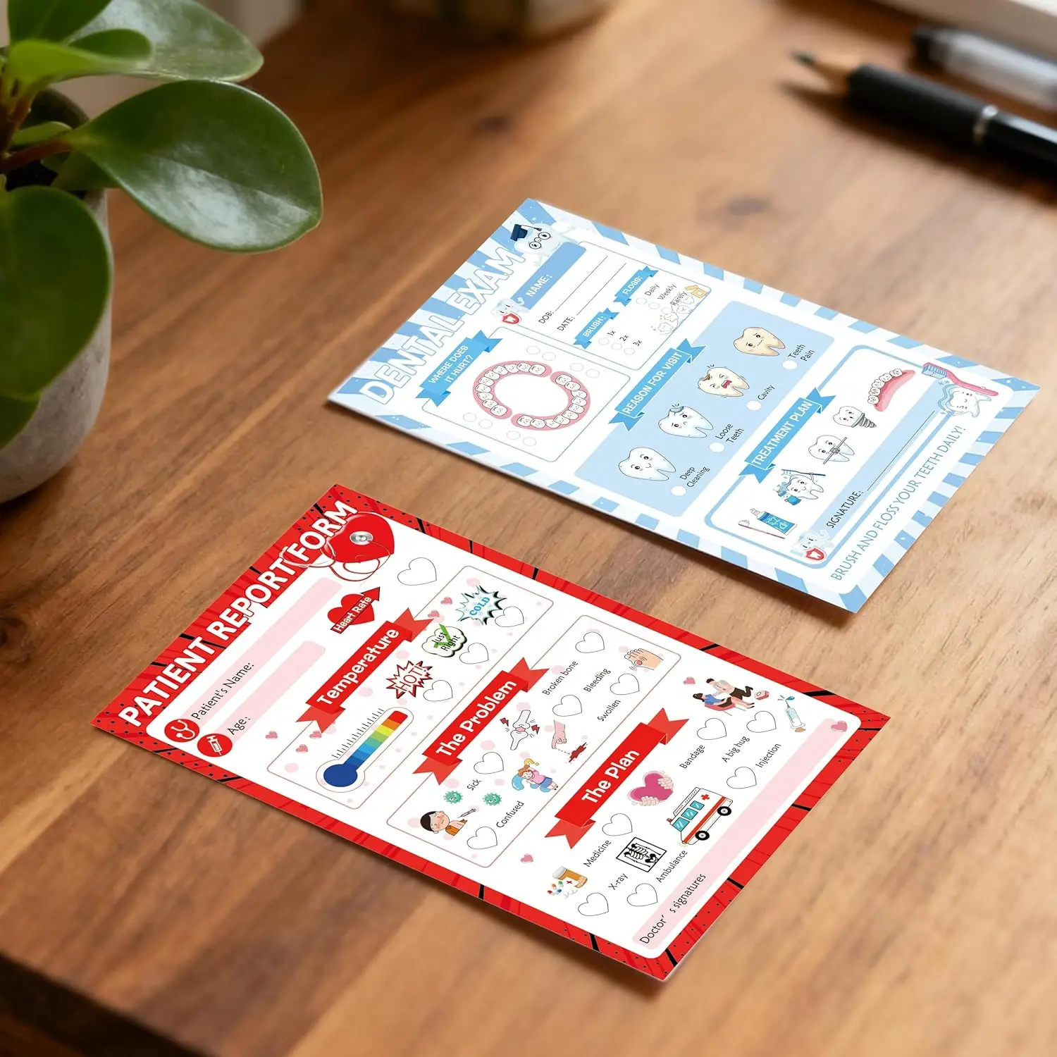 Pretend Play Notepads 8 Pack Playtime Pads Pretend Notebooks Imaginative Role Play Game Notepads for Boys & Girls