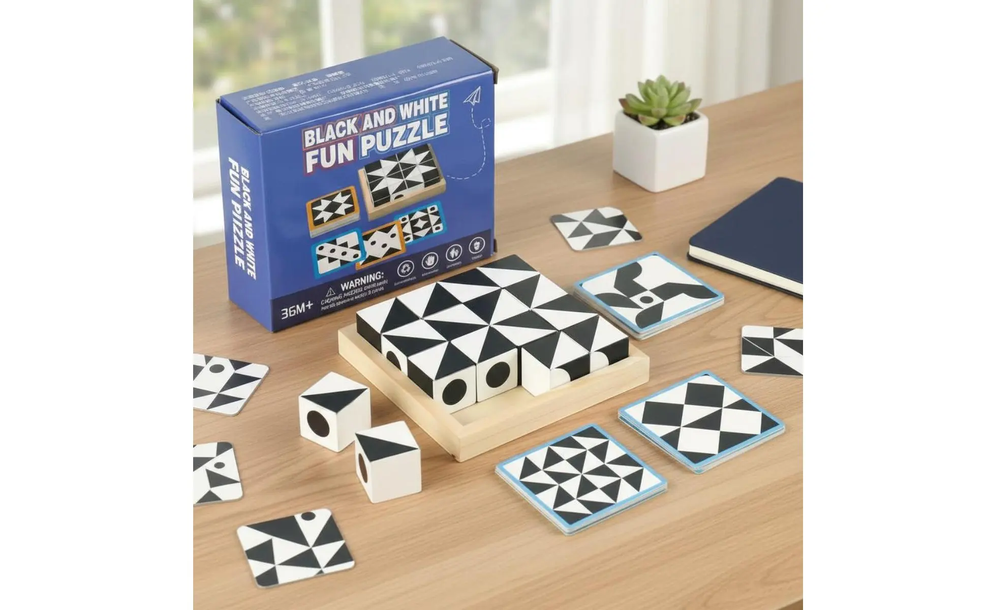 Wooden Pattern Blocks Set Geometric Shape Game Geometric Matching Game Sleek Edges Black and White Reasoning Cubes Wooden Pattern Blocks Set Geometric Shape Game Geometric Matching Game Sleek Edges Black and White Reasoning Cubes
