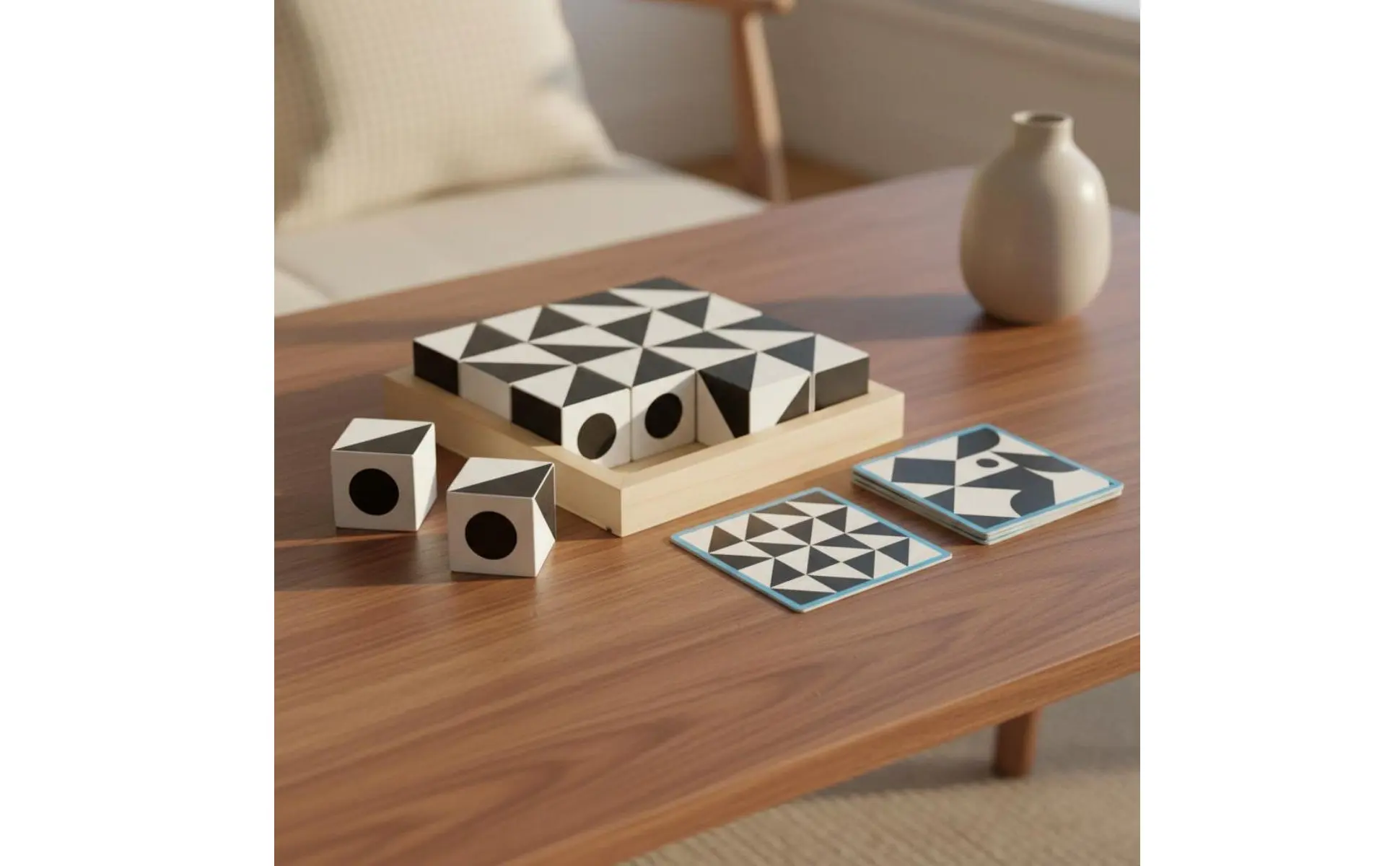 Wooden Pattern Blocks Set Geometric Shape Game Geometric Matching Game Sleek Edges Black and White Reasoning Cubes Wooden Pattern Blocks Set Geometric Shape Game Geometric Matching Game Sleek Edges Black and White Reasoning Cubes