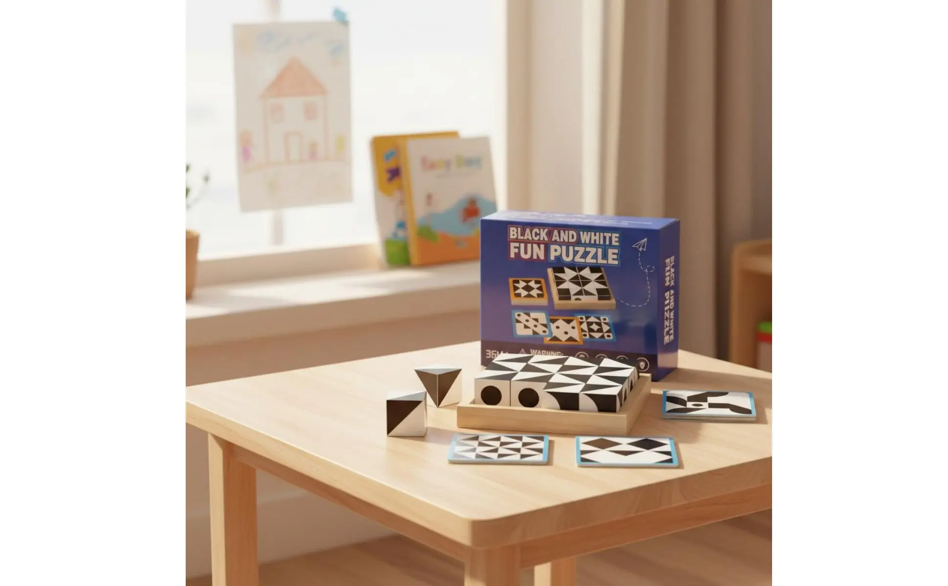 Wooden Pattern Blocks Set Geometric Shape Game Geometric Matching Game Sleek Edges Black and White Reasoning Cubes Wooden Pattern Blocks Set Geometric Shape Game Geometric Matching Game Sleek Edges Black and White Reasoning Cubes
