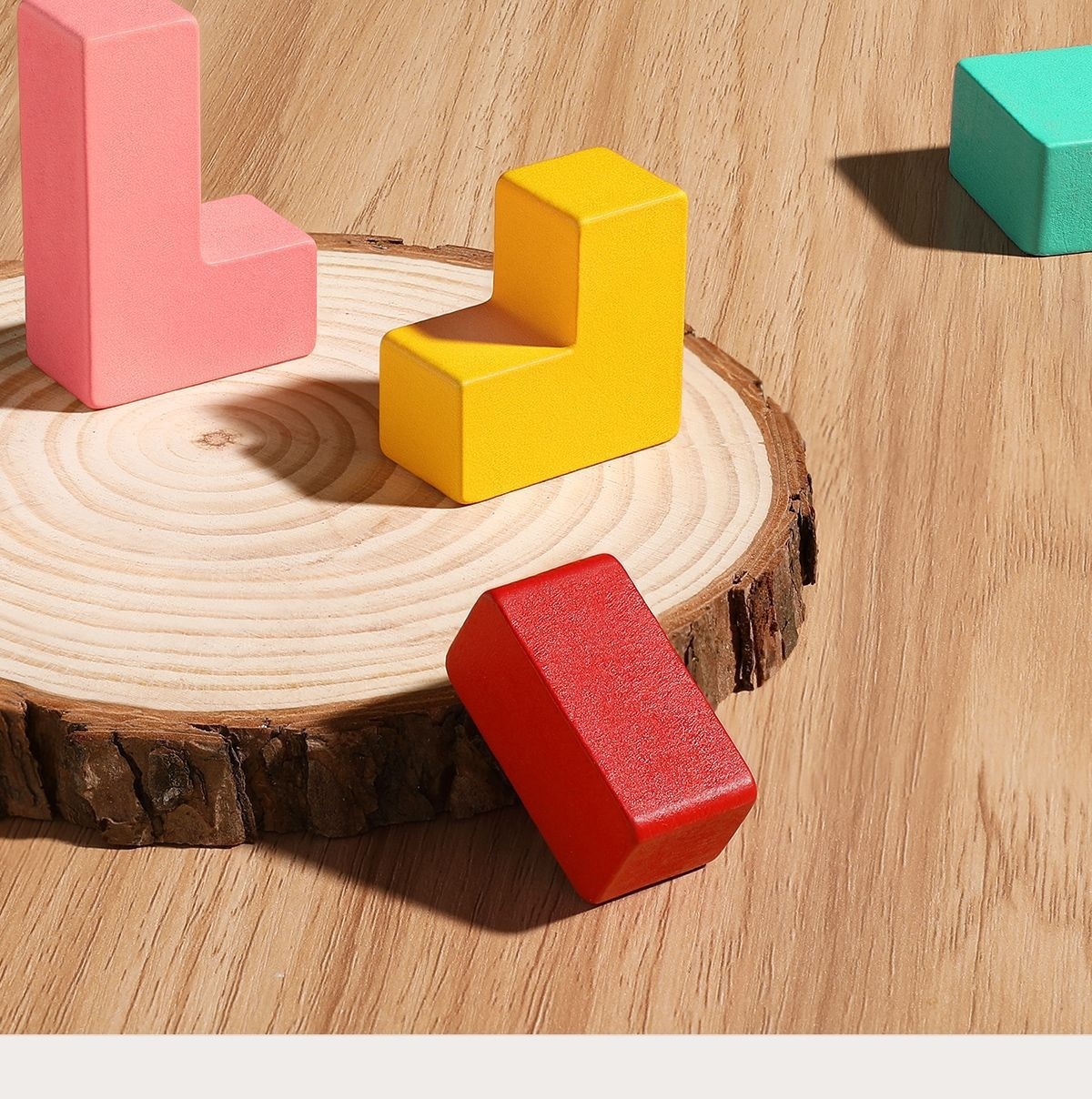Wooden Tetris puzzle blocks educational toy image 7