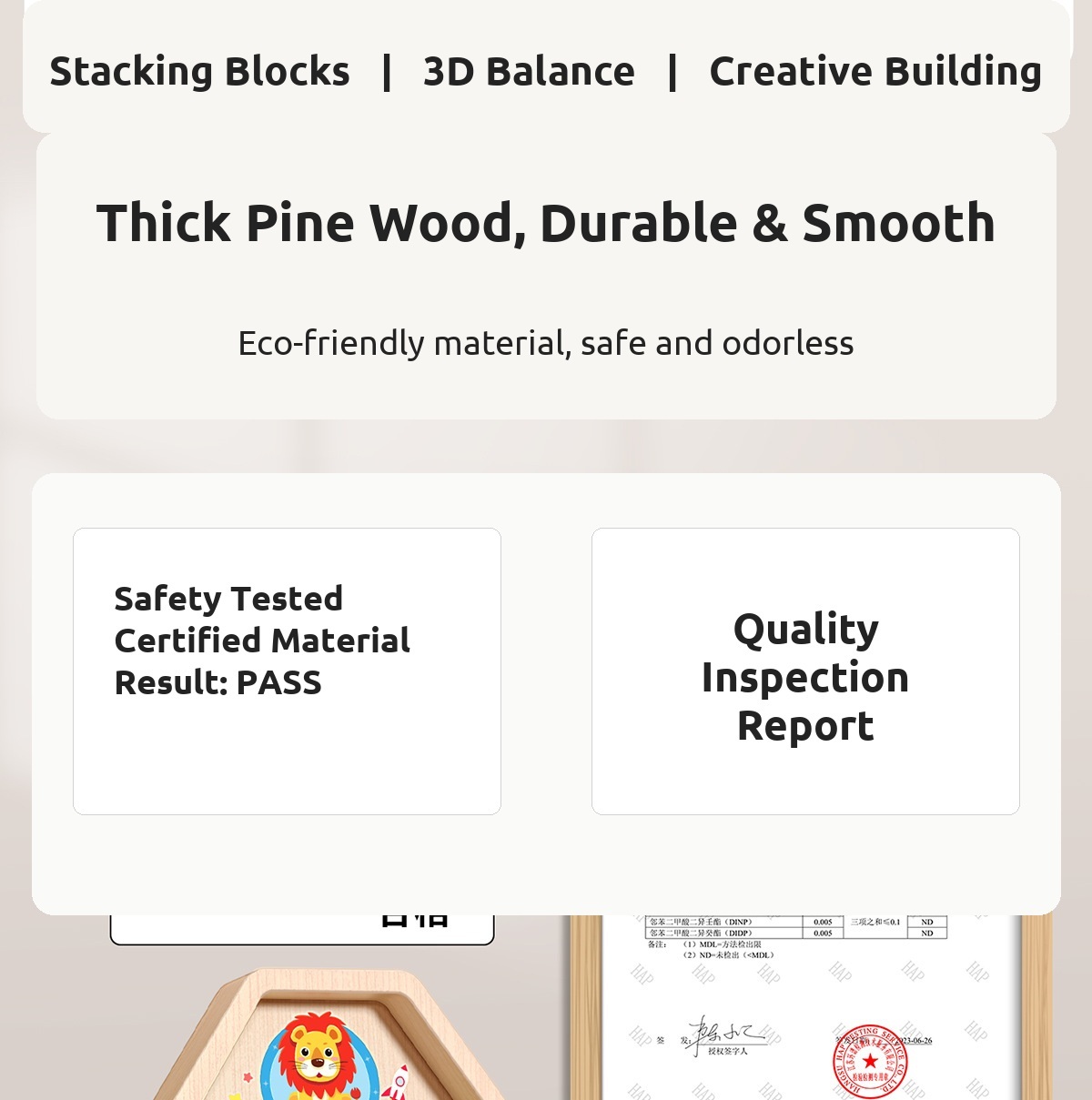 Wooden Tetris puzzle blocks educational toy image 5
