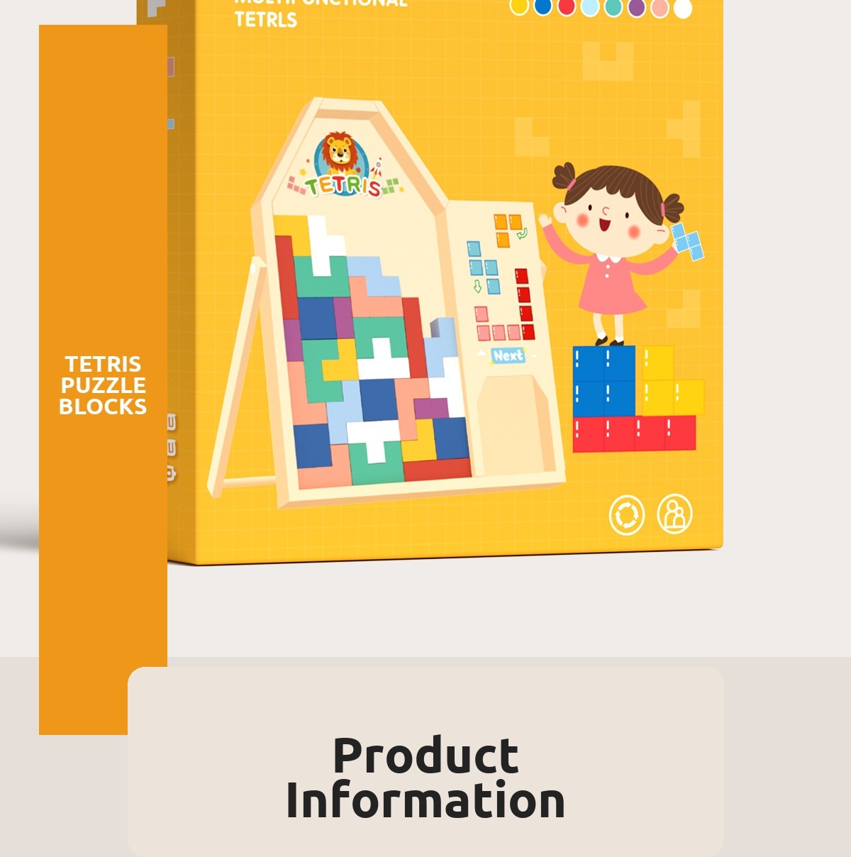 Wooden Tetris puzzle blocks educational toy image 10