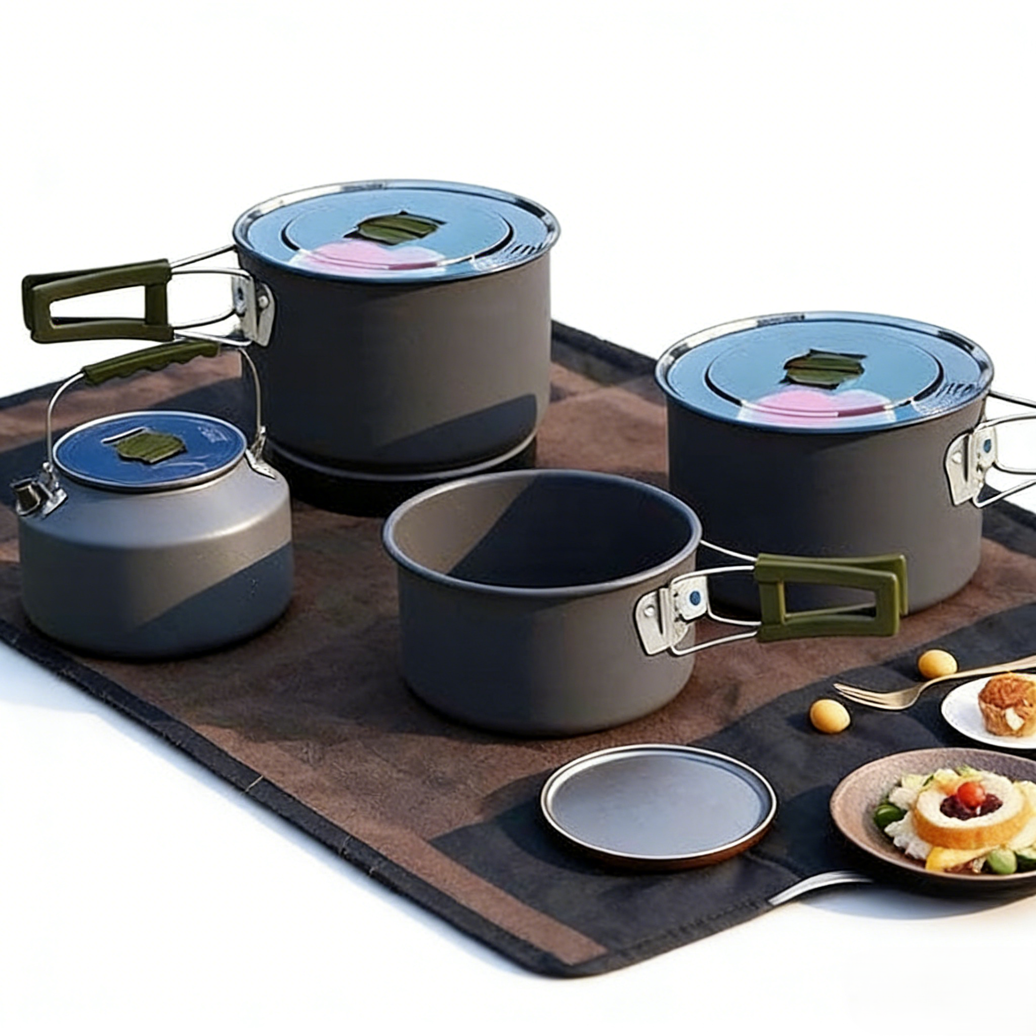 Portable camping cookware set for outdoor use
