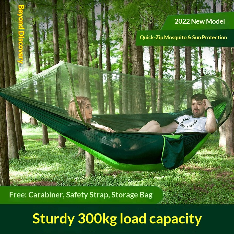 Outdoor camping automatic mosquito net anti-rollover hammock