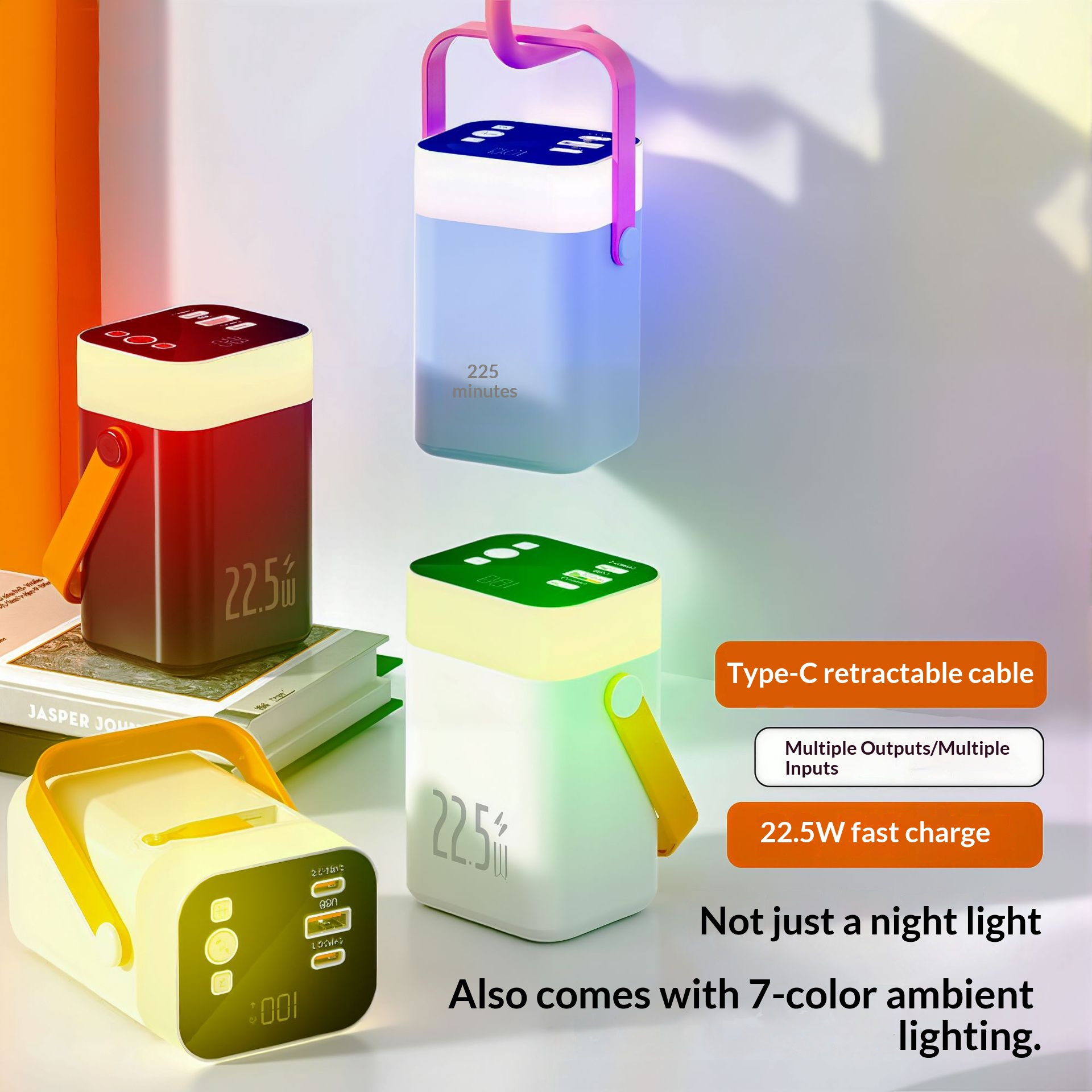 Outdoor portable colorful light mobile power bank