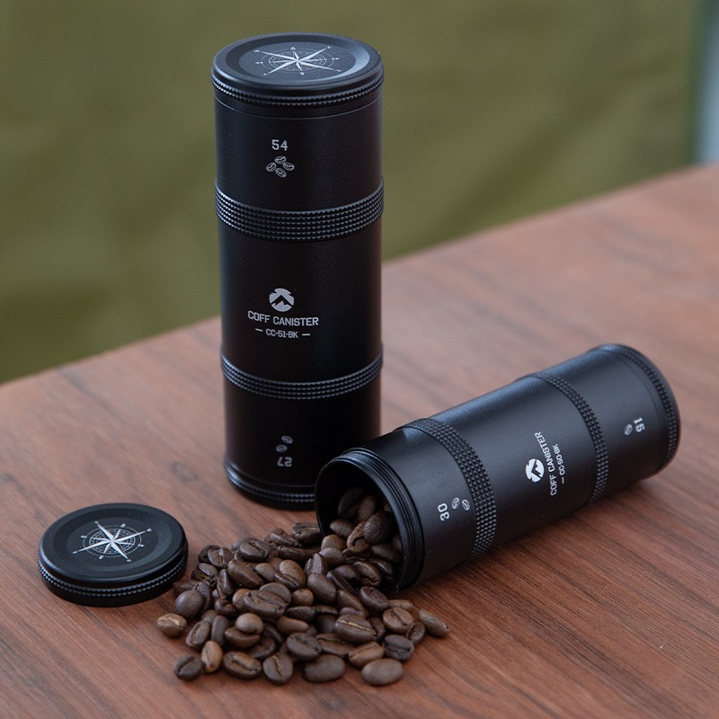 OutGearPro-CC-50 Black anodized aluminum alloy sealed coffee portioning and storage jar