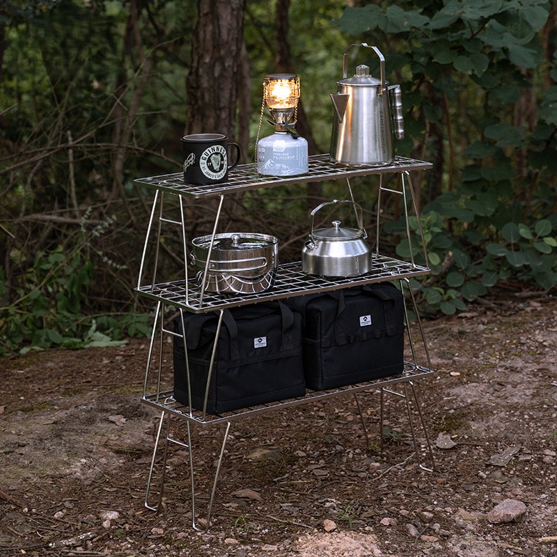 OutGearPro-T-225A Camping Stainless Steel Narrow Lightweight Mesh Table