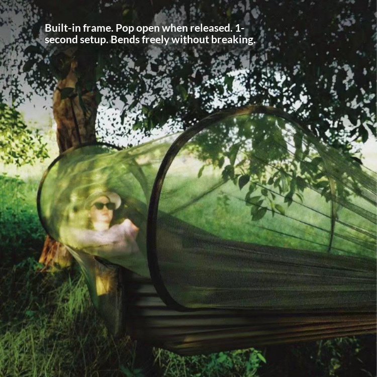 Outdoor camping automatic mosquito net anti-rollover hammock