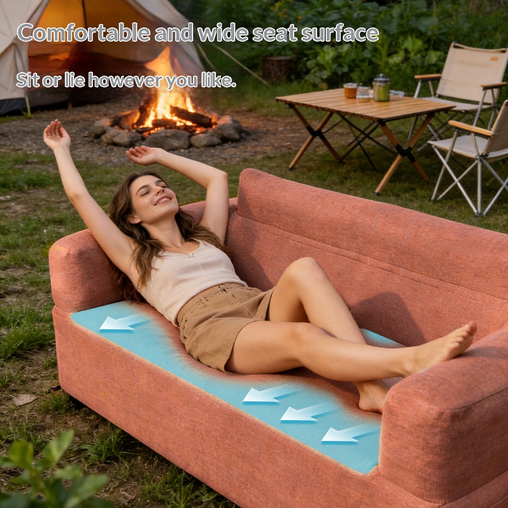 Portable inflatable double sofa cover for outdoor camping