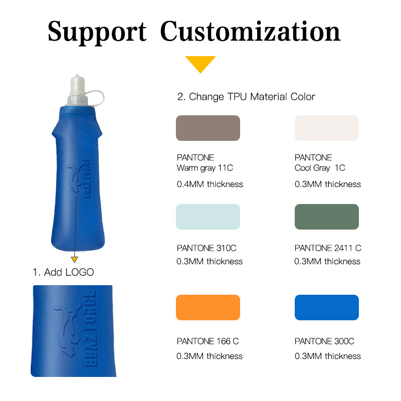 TPU soft outdoor sports portable folding water bottle