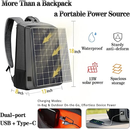 Laptop solar backpack