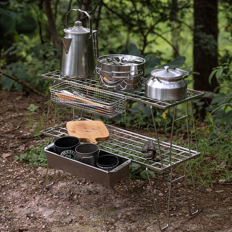 OutGearPro-T-225A Camping Stainless Steel Narrow Lightweight Mesh Table