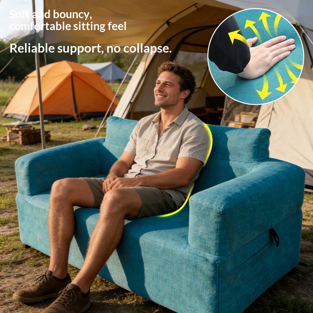 Portable inflatable double sofa cover for outdoor camping