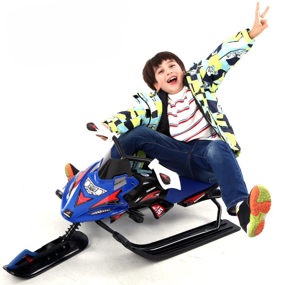 Children's snowmobile with brake and ski board