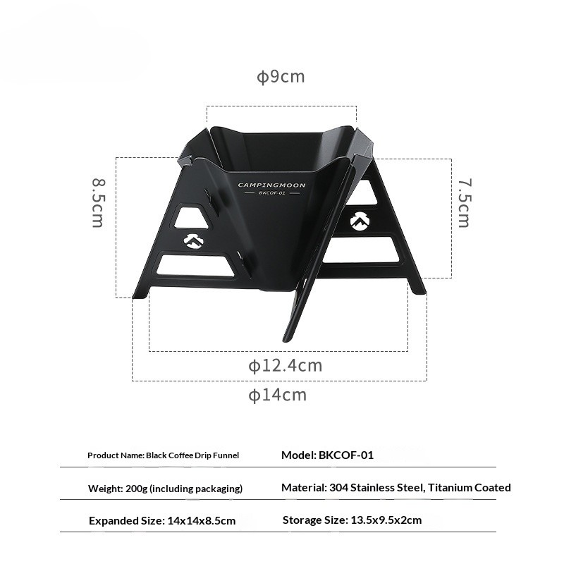 OutGearPro-COF-01 foldable and portable outdoor camping hand-drip coffee filter and drip rack coffee funnel