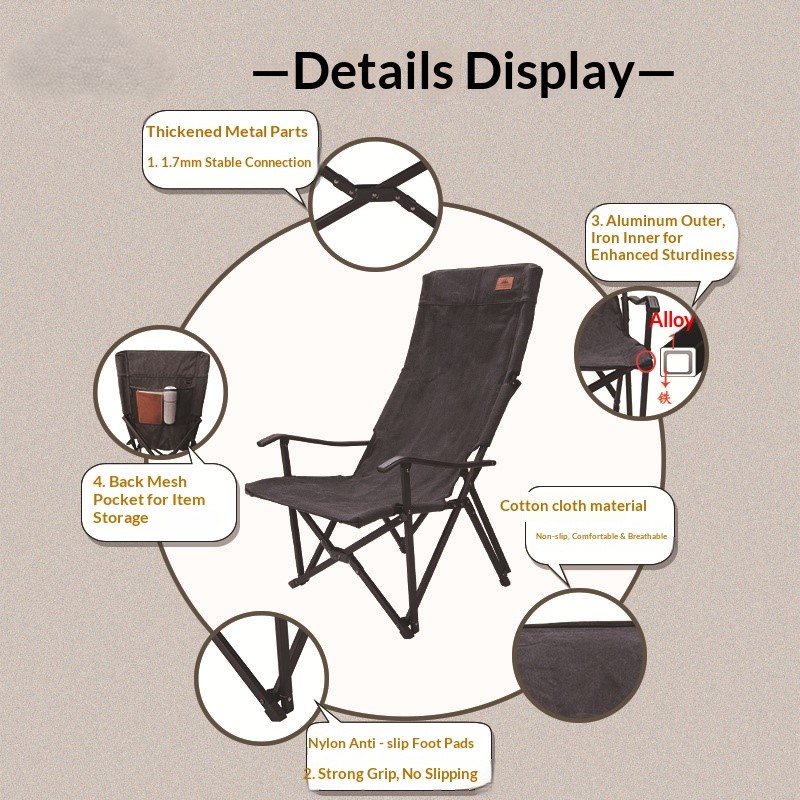 OutGearPro-F-1002 Wear-resistant Cotton Canvas Folding Chair
