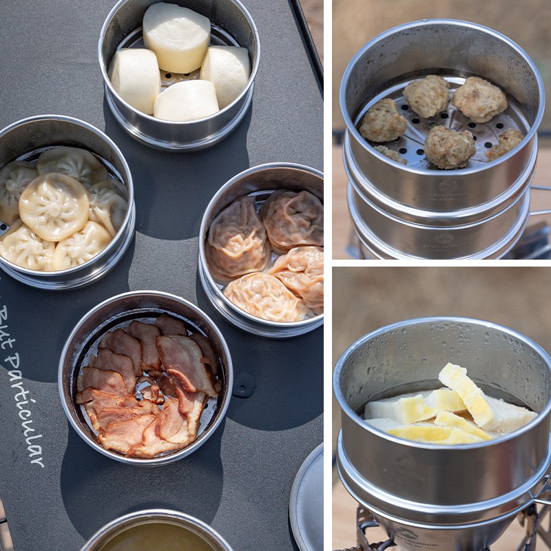 OutGearPro-S362 Stainless Steel Steamer Basket for Outdoor Camping & Picnic