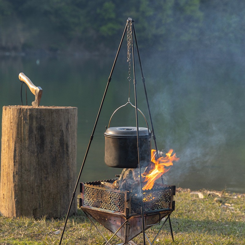 OutGearPro-Large Capacity Aluminum Alloy Camping Hanging Pot