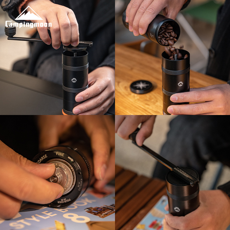 Stainless steel core grinding and folding hand-crank coffee grinder