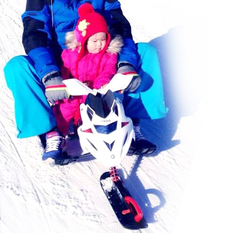 Children's snowmobile with brake and ski board