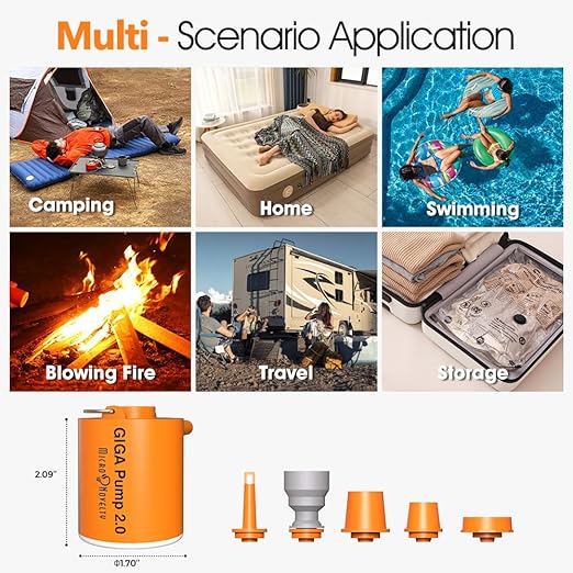 Outdoor mini inflatable pump with light