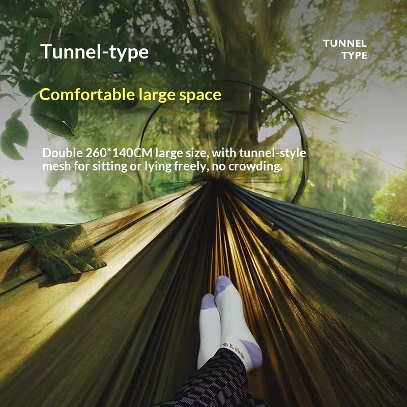 Outdoor camping automatic mosquito net anti-rollover hammock