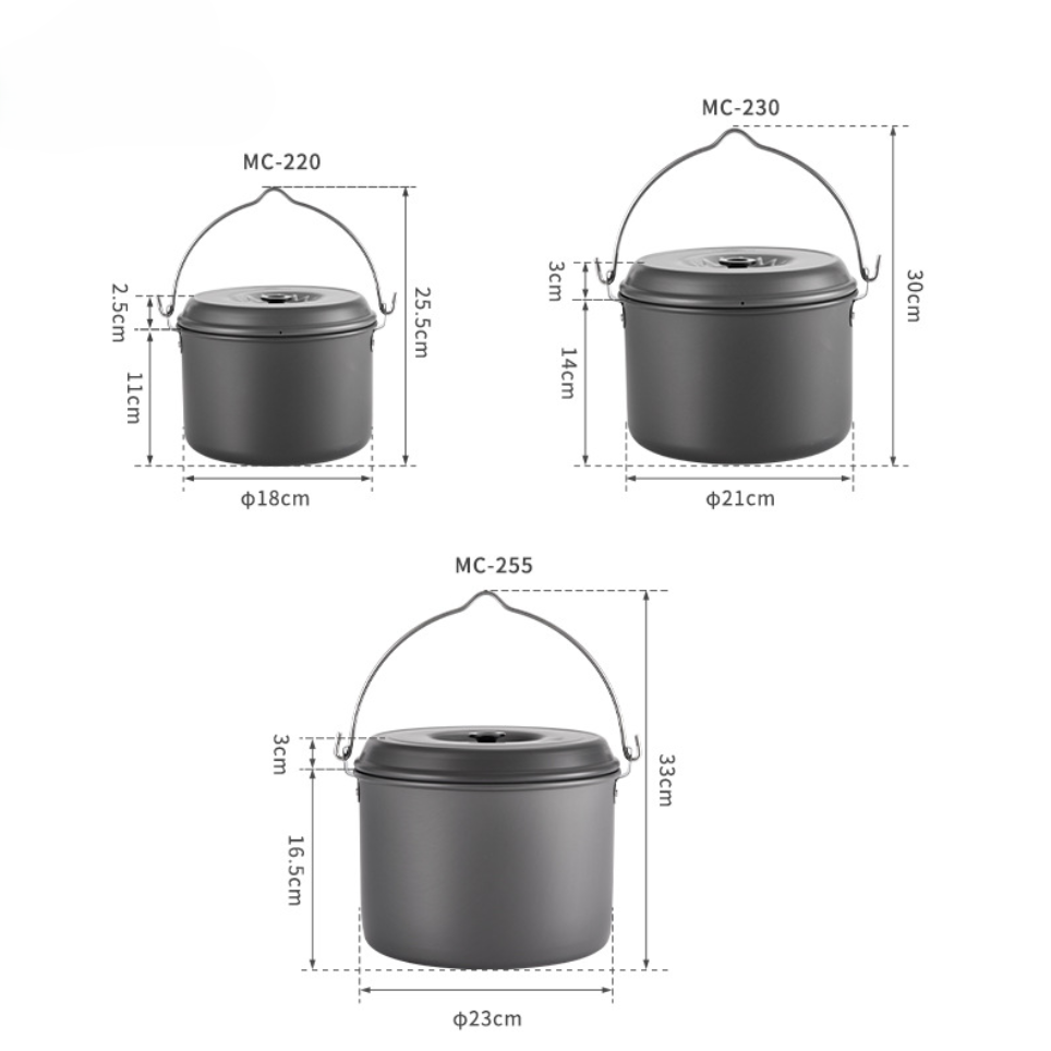 OutGearPro-Large Capacity Aluminum Alloy Camping Hanging Pot